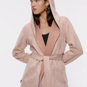 Zara Faux Suede Coat (light pink/blush)